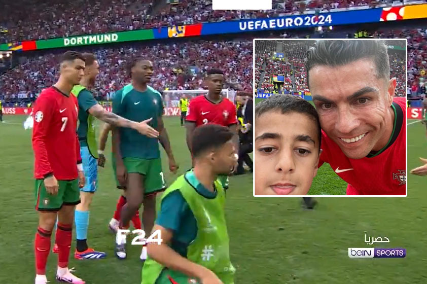 VIDEO: Piatim fanúšikom sa podarilo dostať k Ronaldovi. Ochrankár namiesto výtržníka zostrelil hráča Portugalska