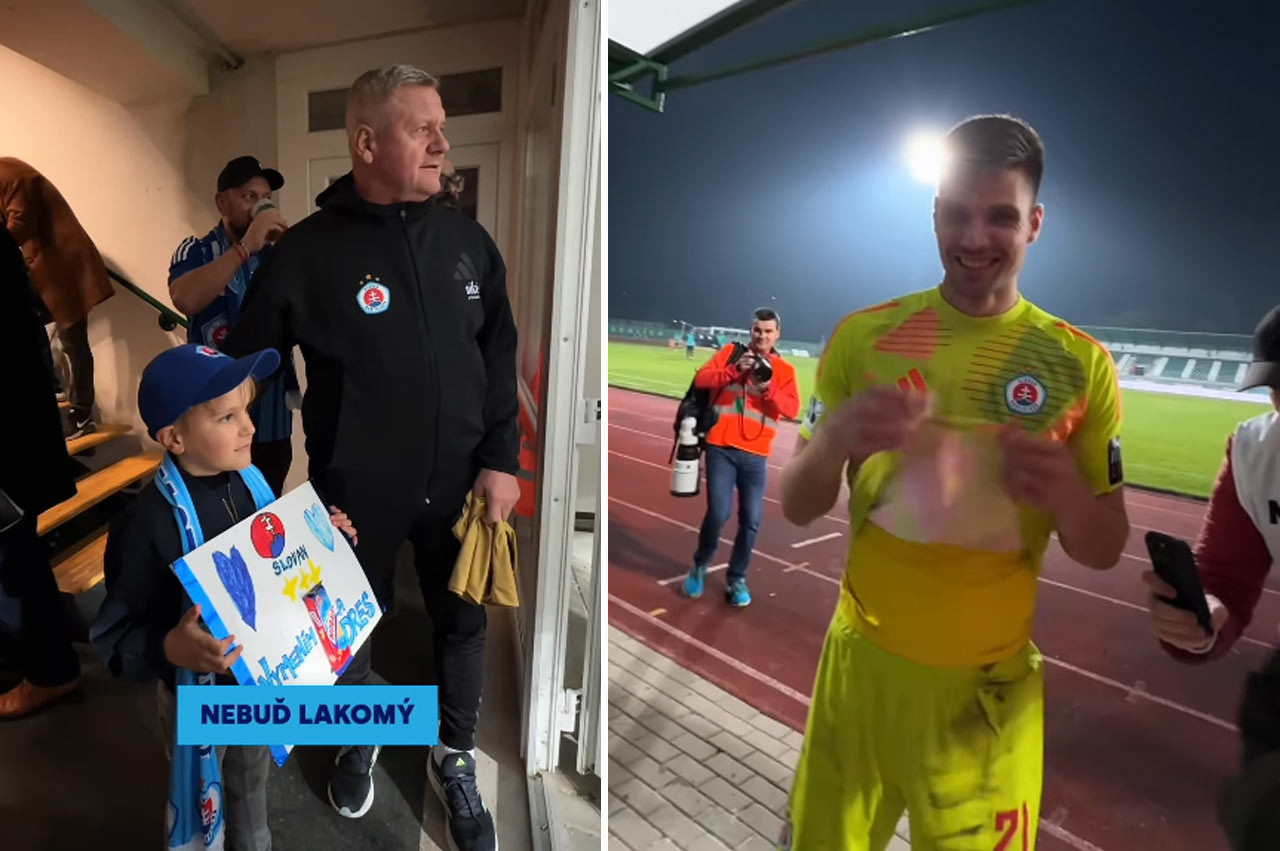 VIDEO: Dominik Takáč si získava srdcia fanúšikov Slovana. Po zápase v Skalici ho prekvapil malý chlapec