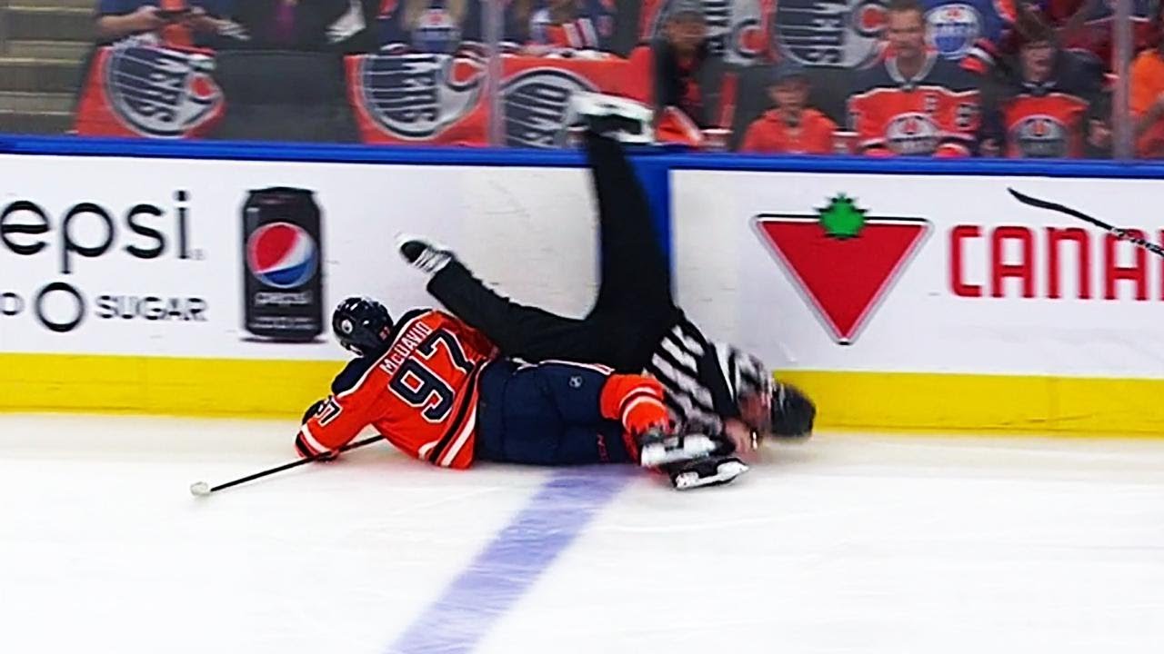 Connor McDavid zostrelil čiarového rozhodcu. Toho museli na nosidlách odviesť do nemocnice! (VIDEO)