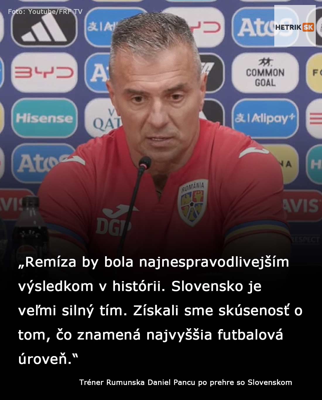 Tréner Rumunska Daniel Pancu na tlačovke v Bratislave