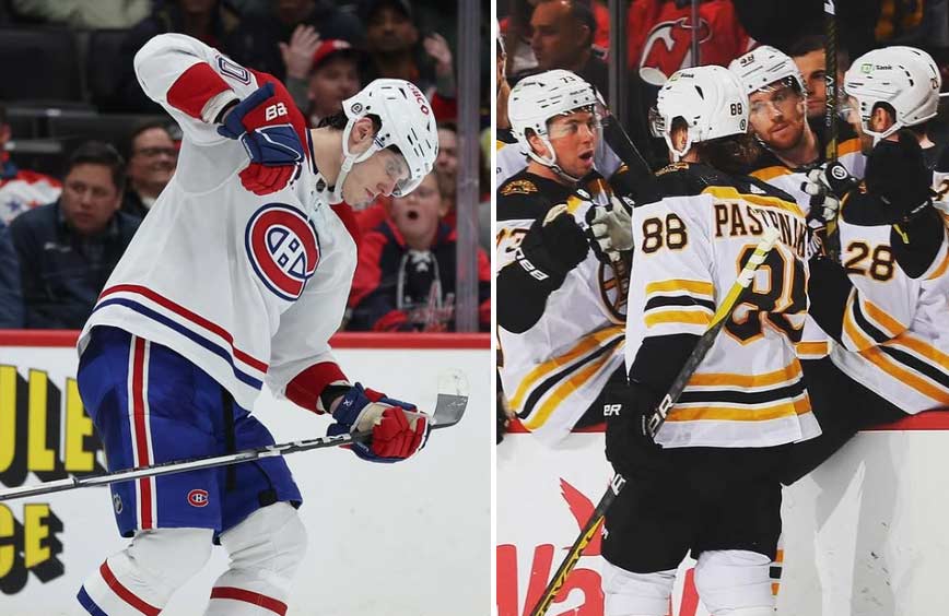 David Pastrňák a Juraj Slafkovský