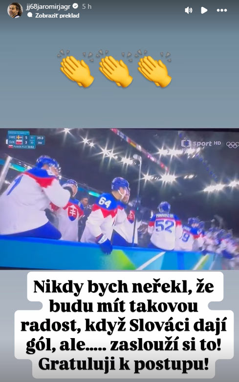 Jágr ocenil výkony Slovenska