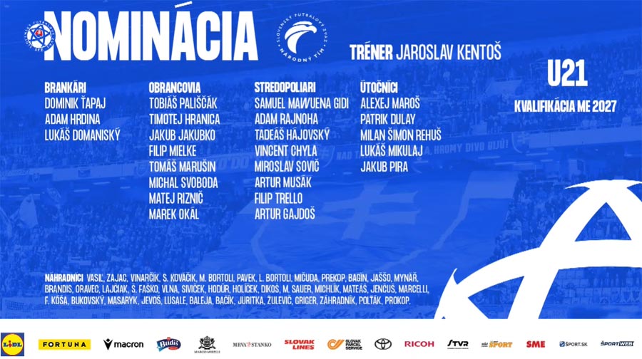 Nominácia Slovenska U21 na kvalifikačné zápasy ME 2027